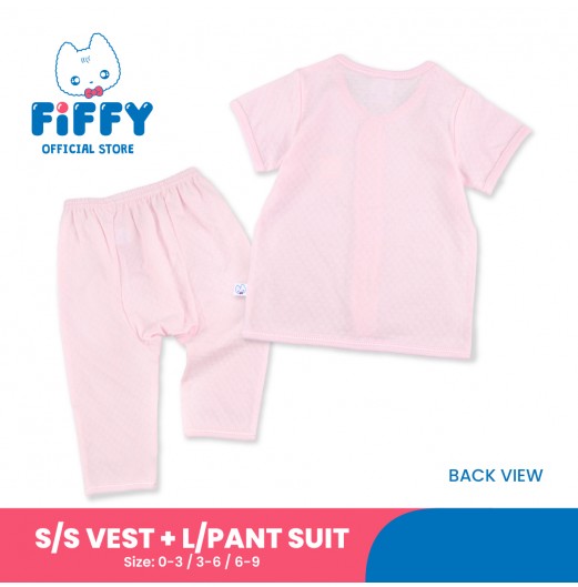 FIFFY STRAWBERRY RABBIT SHORT SLEEVE VEST + LONG PANT SUIT