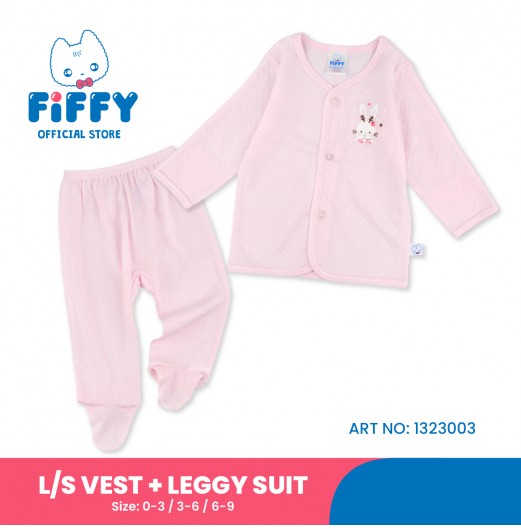 FIFFY STRAWBERRY RABBIT LONG SLEEVE VEST + LEGGY SUIT