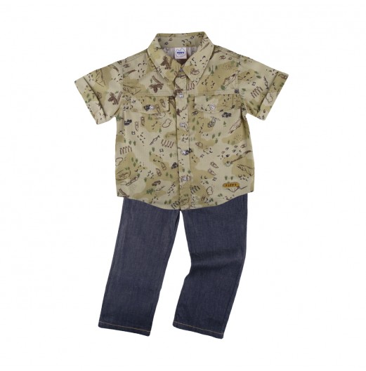 FIFFY SMART CASUAL SHORT SLEEVE BOY SHIRT SUIT