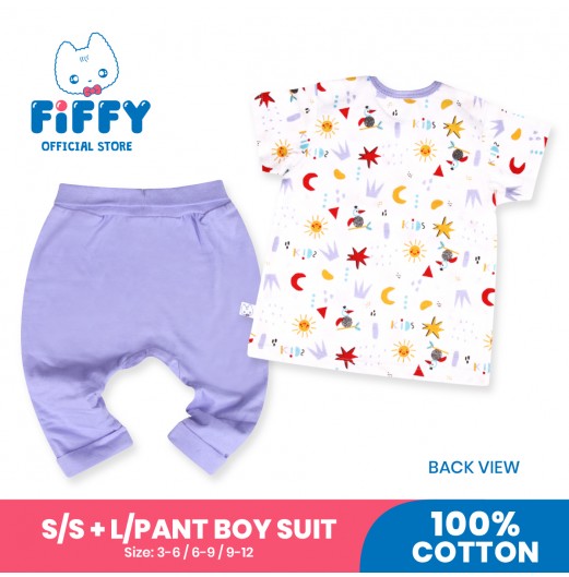 FIFFY HAPPY UNIVERSE SHORT SLEEVE + LONG PANT BOY SUIT