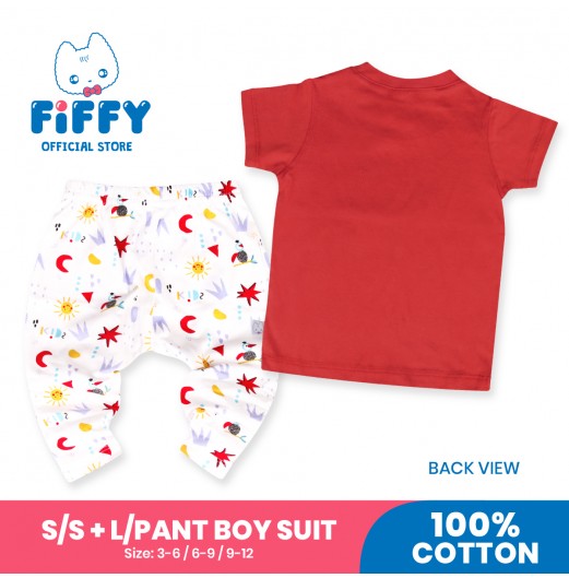 FIFFY OH HAPPY DAY SHORT SLEEVE + LONG PANT BOY SUIT