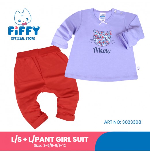 FIFFY MAGIC MEOW LONG SLEEVE + LONG PANT GIRL SUIT