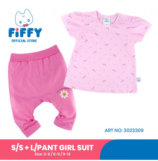 FIFFY MY LITTLE SUNSHINE SHORT SLEEVE VEST+ LONG PANT GIRL SUIT