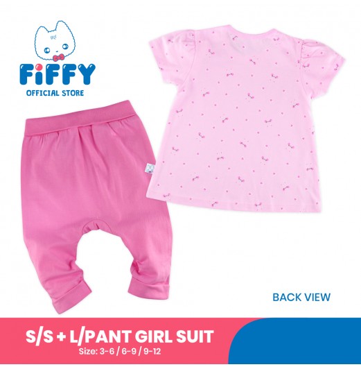 FIFFY MY LITTLE SUNSHINE SHORT SLEEVE VEST+ LONG PANT GIRL SUIT