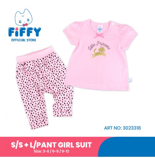 FIFFY LITTLE PRINCESS SHORT SLEEVE + LONG PANT GIRL SUIT