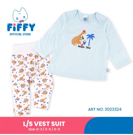 FIFFY DINO BEACH TIME LONG SLEEVE + LONG PANT BOY SUIT