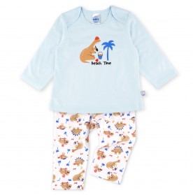 FIFFY DINO BEACH TIME LONG SLEEVE + LONG PANT BOY SUIT