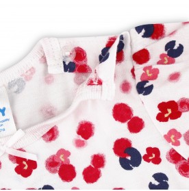 FIFFY RED PETALS FLOWER SHORT SLEEVE + LONG PANT GIRL SUIT