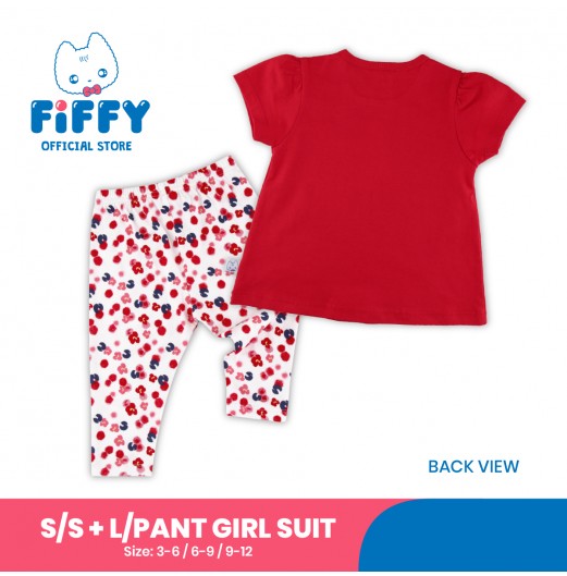 FIFFY A LITTLE CAT FRIEND SHORT SLEEVE + LONG PANT GIRL SUIT