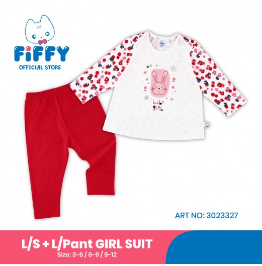 FIFFY STARRY NIGHT BUNNY LONG SLEEVE + LONG PANT GIRL SUIT