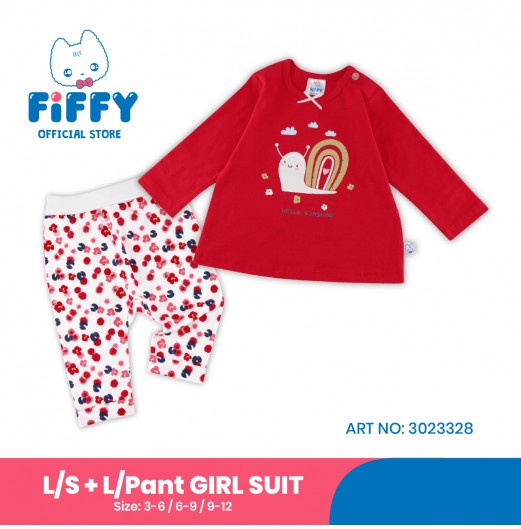 FIFFY SUNNY SNAIL LONG SLEEVE + LONG PANT GIRL SUIT