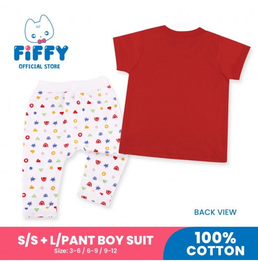 FIFFY HAPPY SHAPES SHORT SLEEVE + LONG PANT BOY SUIT