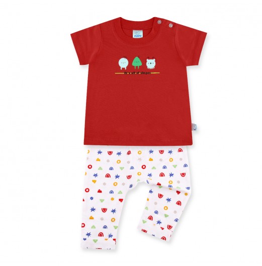 FIFFY HAPPY SHAPES SHORT SLEEVE + LONG PANT BOY SUIT