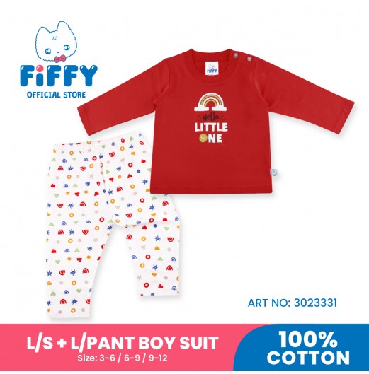 FIFFY HELLO LITTLE ONE LONG SLEEVE + LONG PANT BOY SUIT