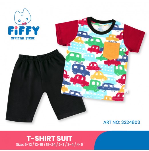 FIFFY COLOURFUL CAR T-SHIRT SUIT