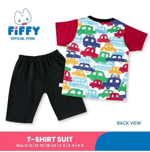 FIFFY COLOURFUL CAR T-SHIRT SUIT