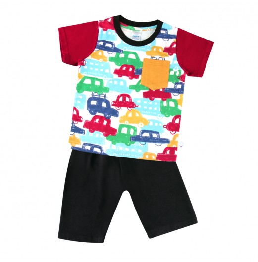 FIFFY COLOURFUL CAR T-SHIRT SUIT