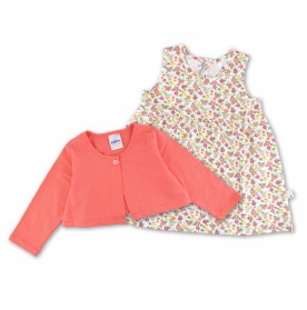 FIFFY COLOUR BLOSSOM CARDIGAN DRESS SET