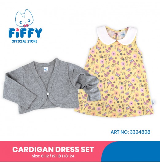 FIFFY BUTTERFLY BLOOM CARDIGAN DRESS SET