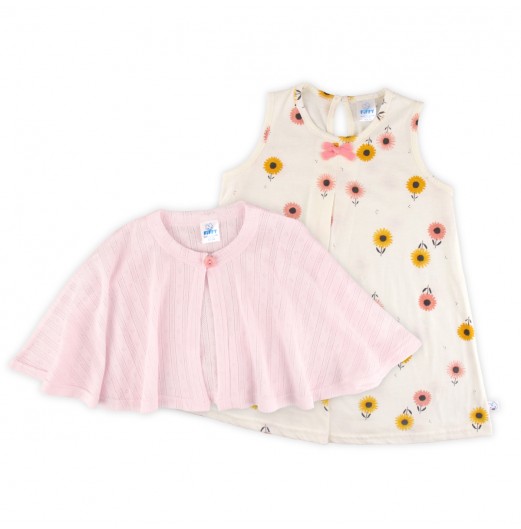 FIFFY SUNSHINE BLOOM CARDIGAN DRESS SET