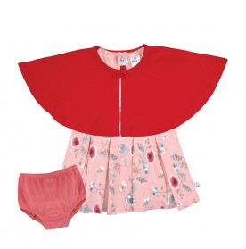 FIFFY CRIMSON BLOSSOM CARDIGAN DRESS SET