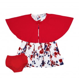 FIFFY CRIMSON BLOSSOM CARDIGAN DRESS SET