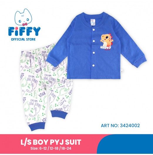 FIFFY HAPPY DINOSAUR LONG SLEEVE BOY PYJAMAS SUIT