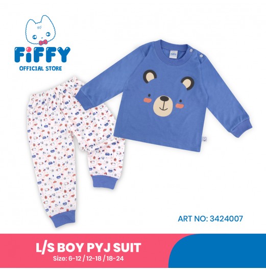 FIFFY BLUE BEAR LONG SLEEVE BOY PYJAMAS SUIT