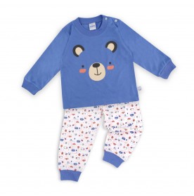 FIFFY BLUE BEAR LONG SLEEVE BOY PYJAMAS SUIT