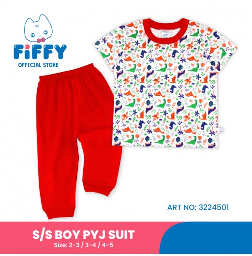 FIFFY DINOSAUR GARDEN SHORT SLEEVE BOY PYJAMAS SUIT