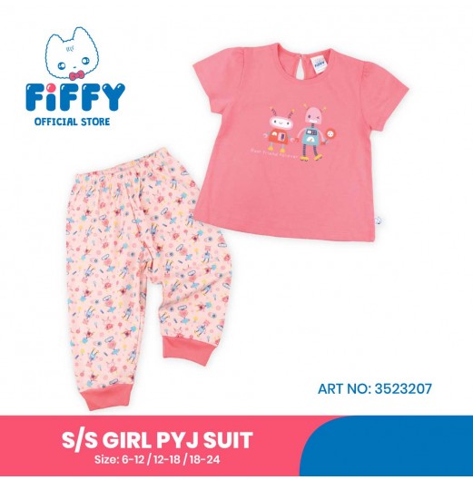 FIFFY ROBOT FRIEND SHORT SLEEVE GIRL PYJAMAS SUIT