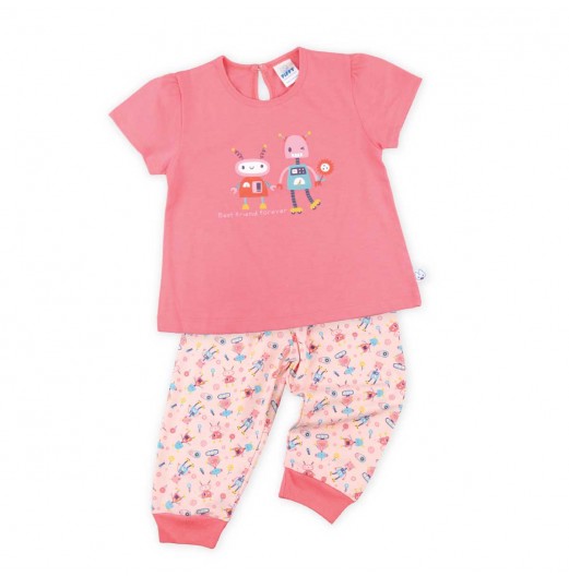 FIFFY ROBOT FRIEND SHORT SLEEVE GIRL PYJAMAS SUIT