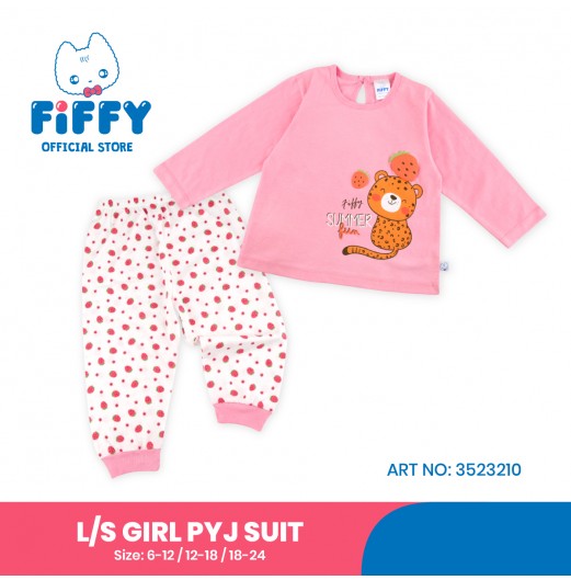 FIFFY CHEETAH SUMMER FUN LONG SLEEVE GIRL PYJAMAS SUIT