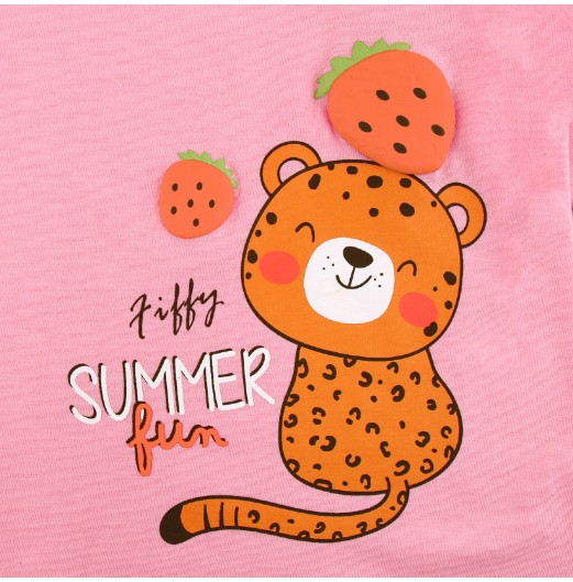 FIFFY CHEETAH SUMMER FUN LONG SLEEVE GIRL PYJAMAS SUIT