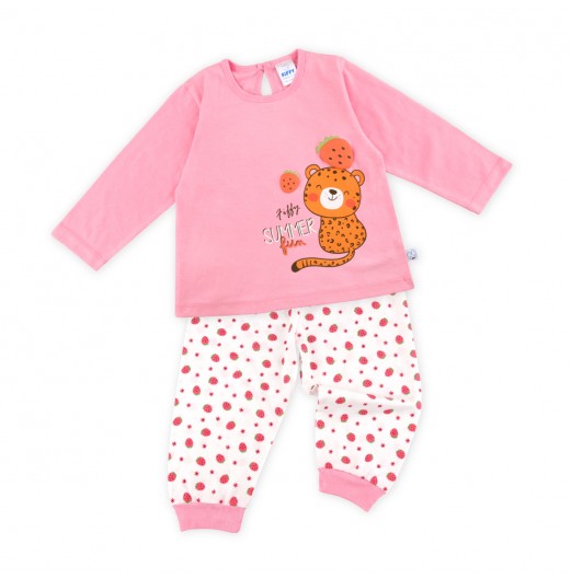 FIFFY CHEETAH SUMMER FUN LONG SLEEVE GIRL PYJAMAS SUIT