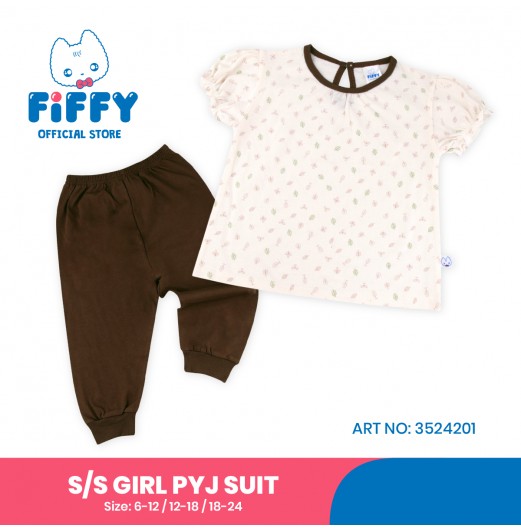 FIFFY VARIOUS LEAVES SHORT SLEEVE GIRL PYJAMAS SUIT