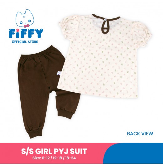 FIFFY VARIOUS LEAVES SHORT SLEEVE GIRL PYJAMAS SUIT