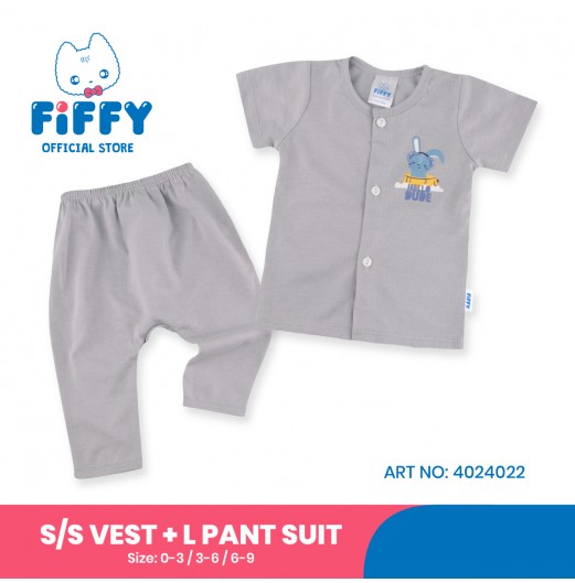 FIFFY HELLO DUDE SHORT SLEEVE VEST+ LONG PANT SUIT