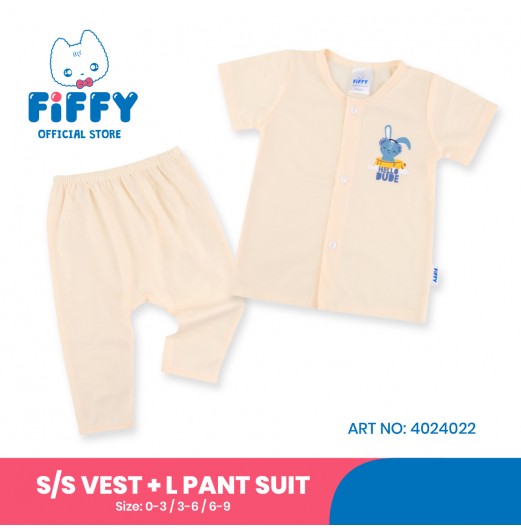 FIFFY HELLO DUDE SHORT SLEEVE VEST+ LONG PANT SUIT