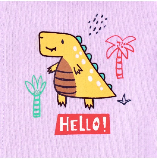 FIFFY HELLO DINOSAUR SHORT SLEEVE VEST + LONG PANT SUIT