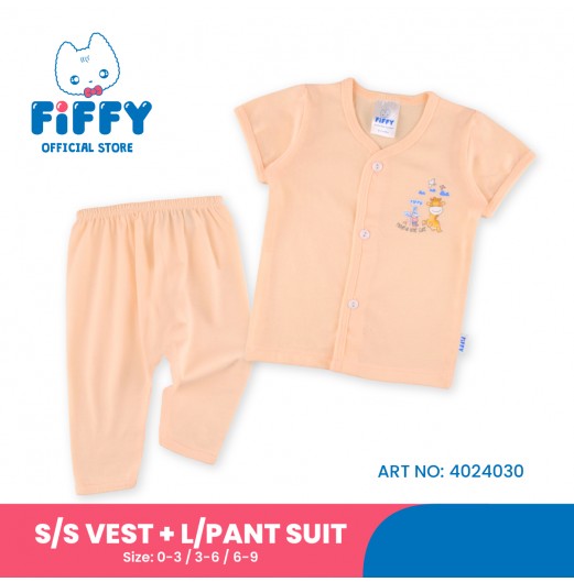 FIFFY PLAYFUL LITTLE CUTE SHORT SLEEVE VEST SUIT + LONG PANT SUIT