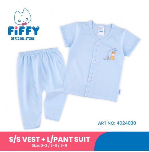 FIFFY PLAYFUL LITTLE CUTE SHORT SLEEVE VEST SUIT + LONG PANT SUIT