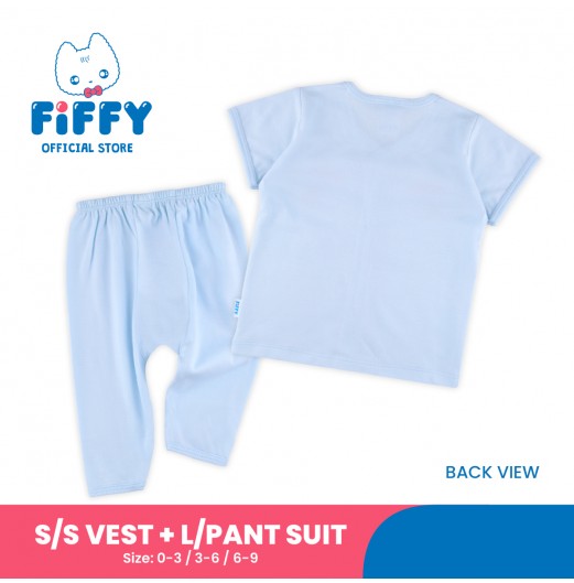 FIFFY PLAYFUL LITTLE CUTE SHORT SLEEVE VEST SUIT + LONG PANT SUIT