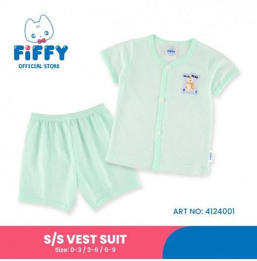 FIFFY HELLO BEAR SHORT SLEEVE VEST SUIT