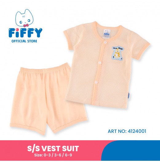 FIFFY HELLO BEAR SHORT SLEEVE VEST SUIT