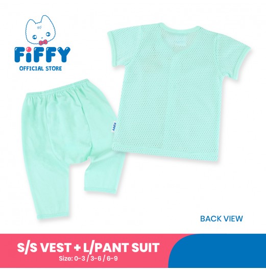 FIFFY AND DESSERT KITTY SHORT SLEEVE VEST + LONG PANT SUIT