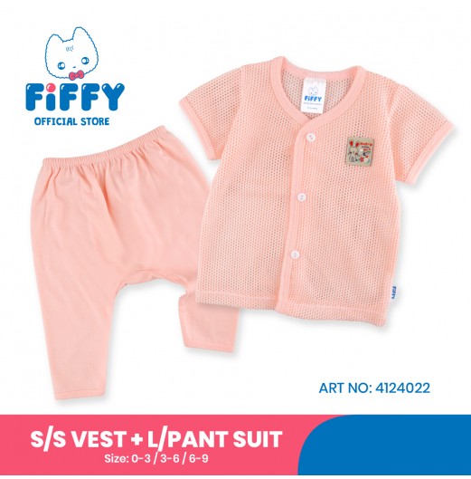 FIFFY MUMMY LOVES ME SHORT SLEEVE VEST SUIT + LONG PANT SUIT