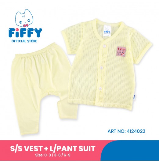 FIFFY MUMMY LOVES ME SHORT SLEEVE VEST SUIT + LONG PANT SUIT