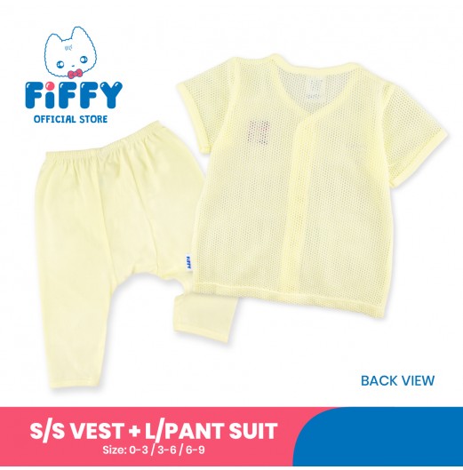 FIFFY MUMMY LOVES ME SHORT SLEEVE VEST SUIT + LONG PANT SUIT