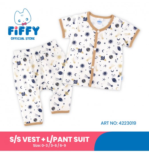 FIFFY STARRY NIGHT SHORT SLEEVE VEST + LONG PANT SUIT